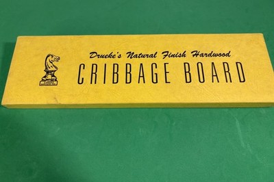 Drueke #2050-Cribbage Board-natural Hardwood Finish-mint Condition -new Oldstock
