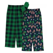 Boys Christmas Pajama Pants Gaming 10/12 Green Blue Lounge  Socks 3 Pc