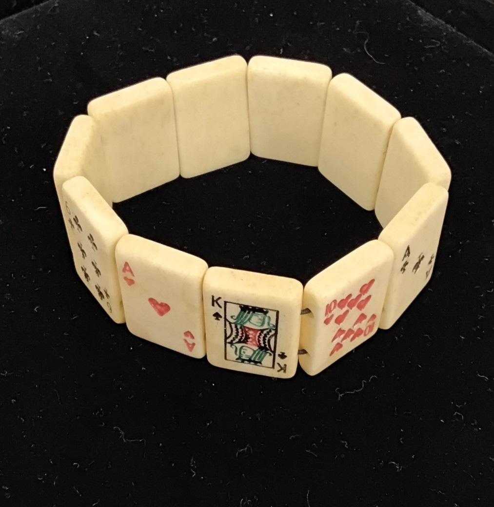Bone Beaded Bracelet Rectangular Card Beads Vinta… - image 2