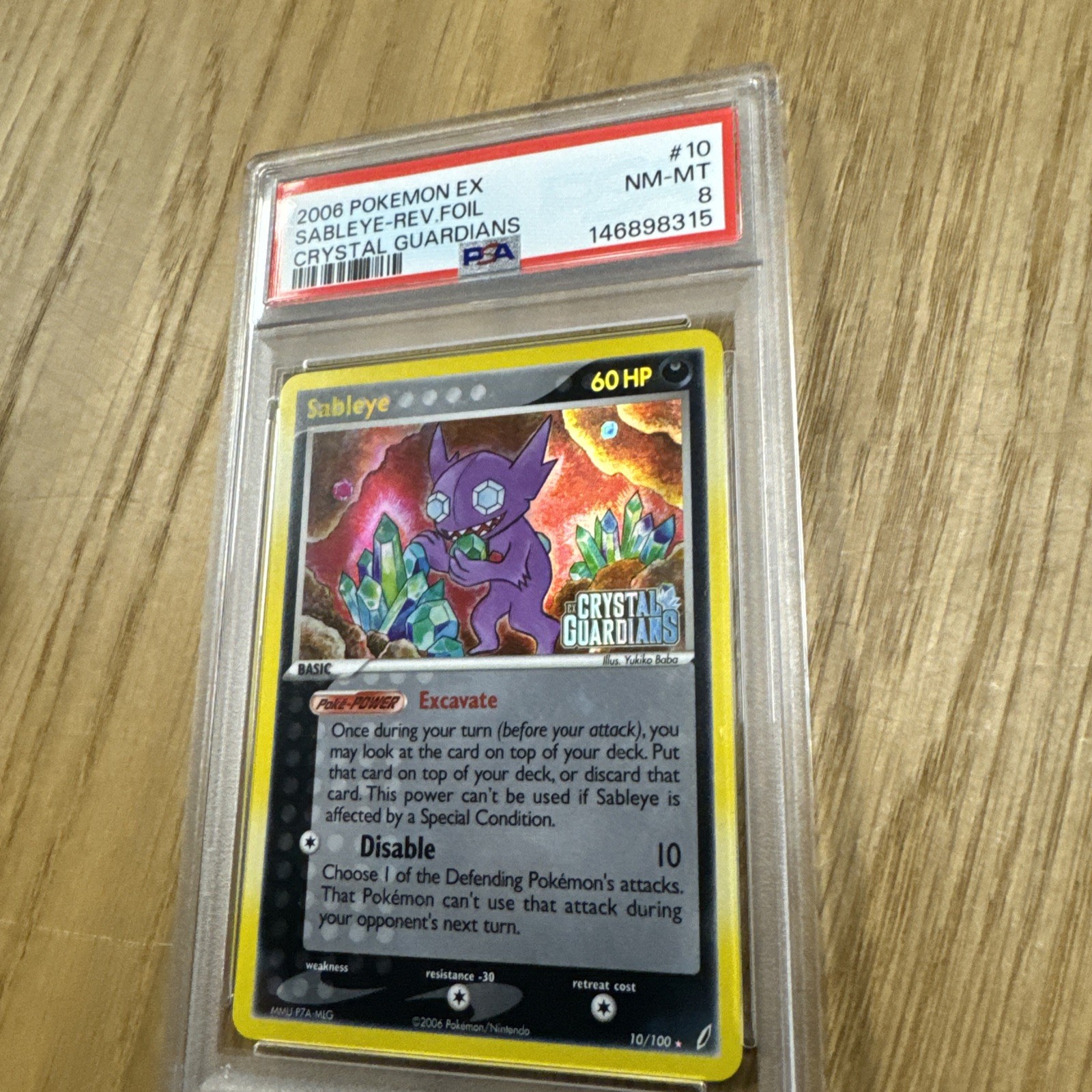 PSA 8 SABLEYE 10/100 REVERSE FOIL CRYSTAL GUARDIANS POKEMON