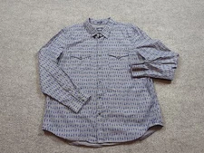 American Eagle Shirt Mens 2XL Gray Blue Slim Fit Long Sleeve Pearl Snap Western