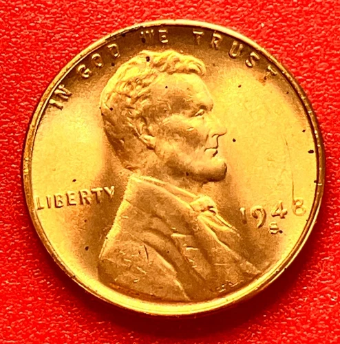 1948-S Lincoln Wheat Cent Penny GEM RED BU From an Original Bank Roll