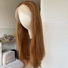 Soft Lace Front Wig Long Straight Ginger Brown Heat Resistant Synthetic Hair