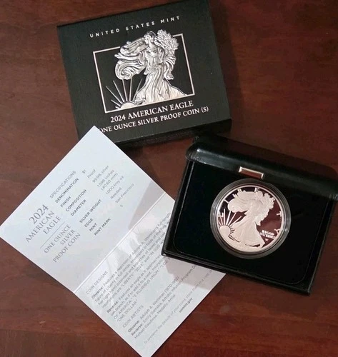 U.S. Mint 2024 S American Eagle 1 oz Silver Proof Coin .999 Fine w/ box and coa