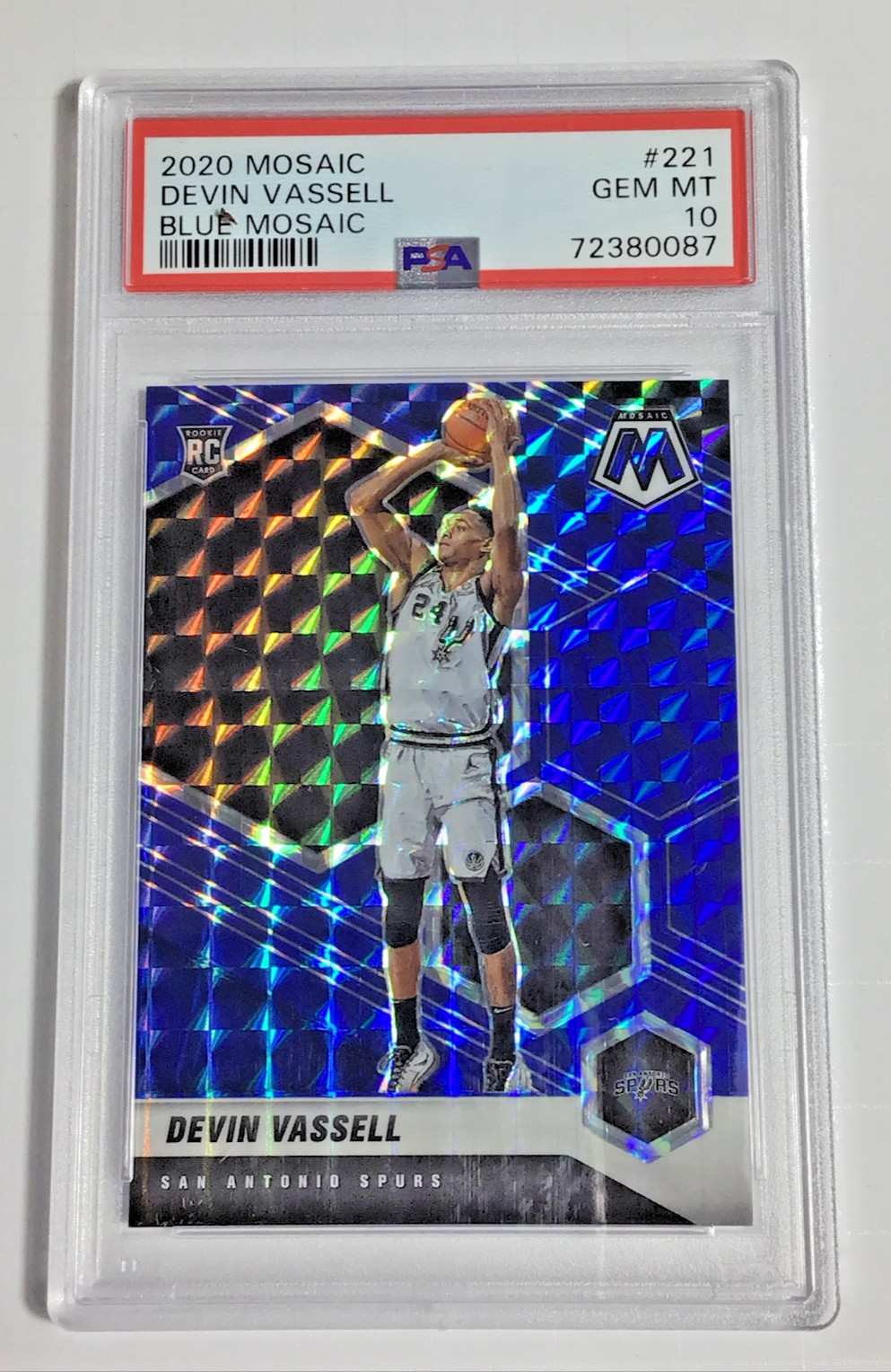 2020-21 Panini Blue Mosaic DEVIN VASSELL #221 RC Rookie Prizm SP PSA 10 #d 99/99
