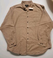 NWT Eddie Bauer Shirt Mens XL Beige Plaid Cotton Long Sleeve Button Down