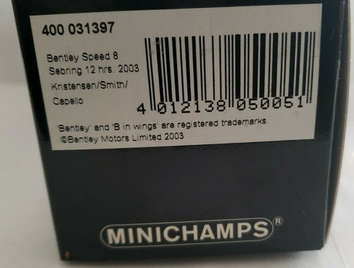 MINICHAMPS-Bentley Speed 8-Sebring 12 hrs- #8 Kristensen-1/43rd Scale-New-2003 - Picture 8 of 11