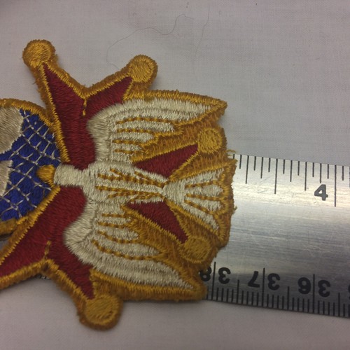 Vintage Religious Patch Red Maltese Cross W/ Globe and Dove - Picture 5 of 7