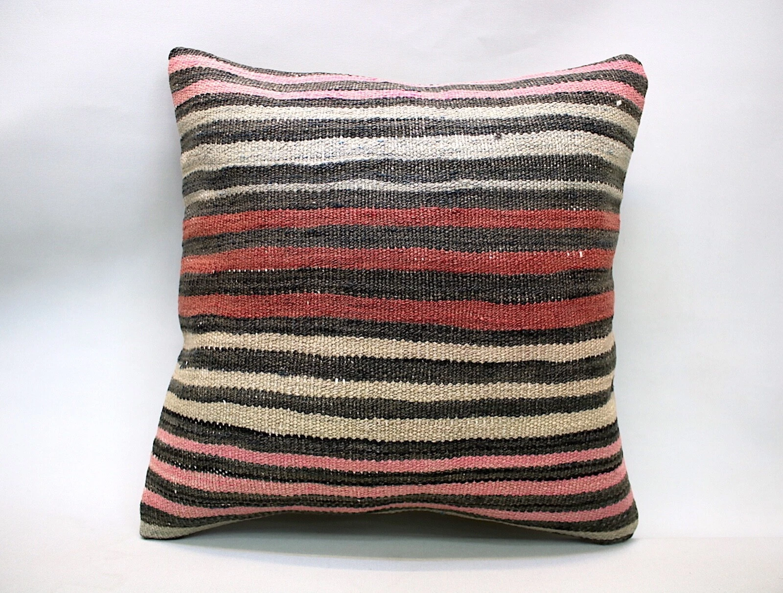 Kilim Square Pillow, 18x18 in, Decorative Throw Cushion, Handmade Vintage Pillow