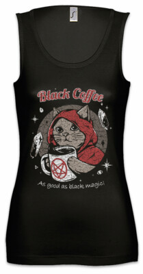 Black Coffee Magic Damen Tank Top Koffein Kaffee Fun Katze Katzen Cat Cats
