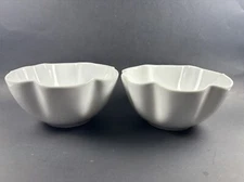 The Cellar Macys White-ware Ruffle 6" Cereal Bowl Porcelain Hard to Find Set / 2