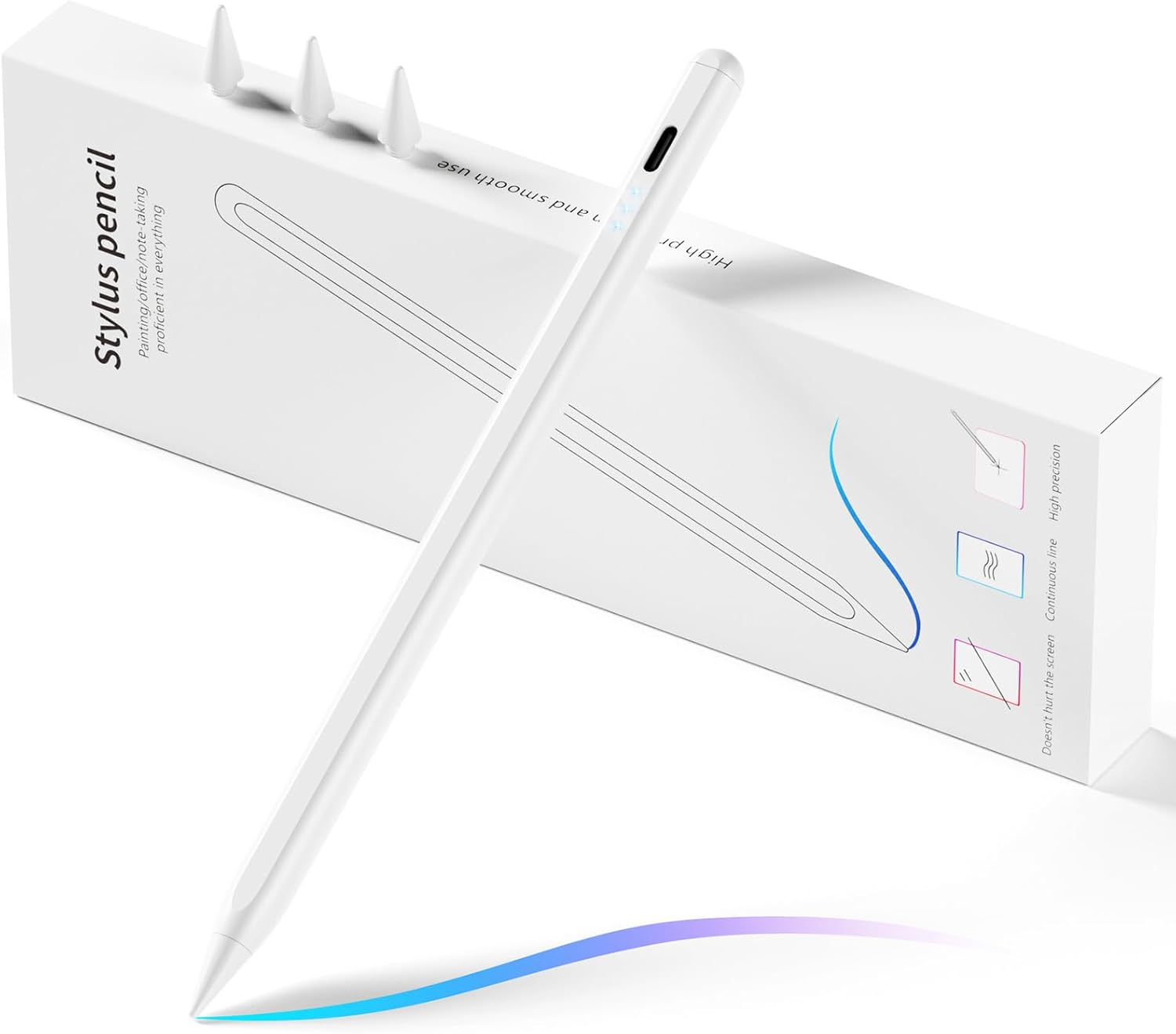 iPad Stylus Pen with Fast Charging, Palm Rejection & Tilt Support for Apple Pads