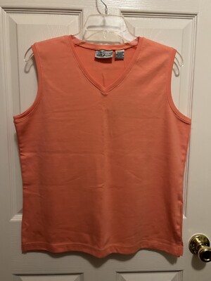 WHITE STAG LADIES ORANGE STRETCH KNIT SLEEVELESS TOP SIZE LARGE NEW