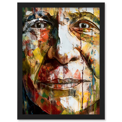 Behind Every Face a Story Close Up Bold Painting Framed Art Picture Print A4