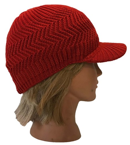 Herren Damen Winter Strickmütze Beanie Skivisier Strick schwarz rot Kappe Mütze - Bild 7 von 12
