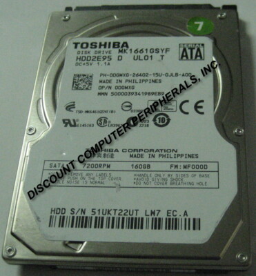 Toshiba 160 GB,Internal,7200 RPM,2.5
