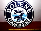 VINTAGE 11 3/4 in BOLENE BLUE SEAL GASOLINE ADVERTISING SIGN HEAVY METAL -S201 B