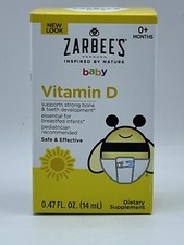 Zarbee  s Vitamin D Drops for Infants, 400IU 10mcg 0.47 Fl Oz Exp 10.2026