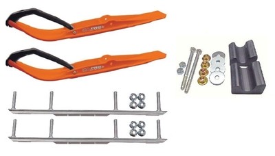 C&A Pro Orange Razor Snowmobile Skis w/ 6'' Shaper Bars Complete Kit Yamaha