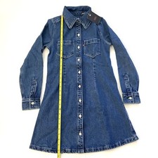 NWT Levi's Blue Rigid Denim Dress Fitted Jean Button Shirt Sabine XS X-SMALL