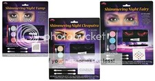 Shimmering Night Makeup Kit Assortment, Cleopatra, Fairy, Vampire Halloween Mak
