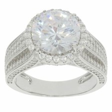 Sterling Silver Semi Mount Ring Setting RD 10x10mm W.Halo Topaz or Moissanite