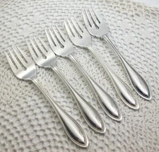 Oneida SILVER ARBOR Silverplate 1992 Ltd Beaded Edge Dots 5 Salad Forks Flatware