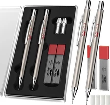 Mr. Pen Silver Metal Mechanical Pencils, 0.3Mm, 2 Pack, Ideal for Art, Technical