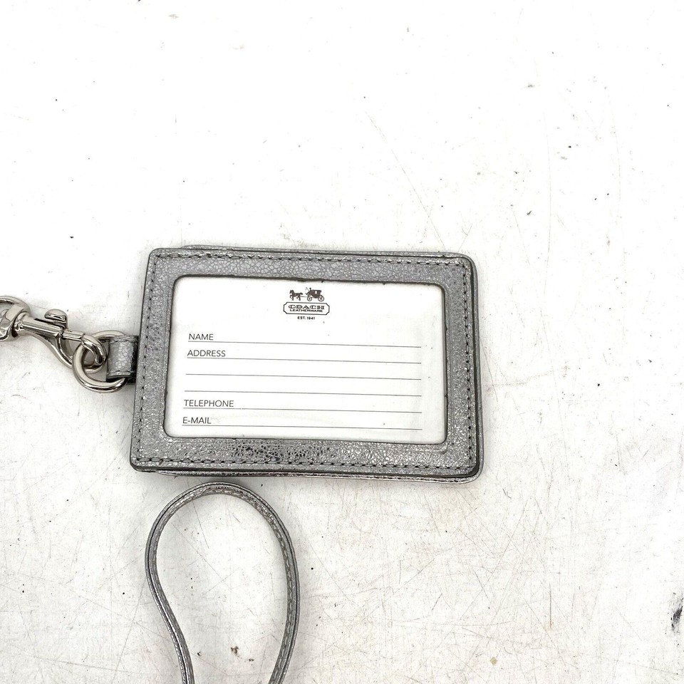 Coach Poppy Graffiti Luggage Tag Silver Leather eBay