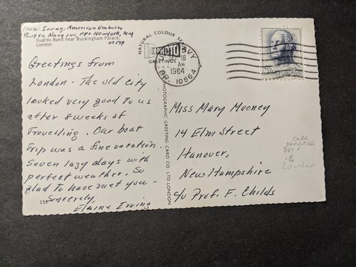 Navy #100 LONDON, ENGLAND 1964 Postcard Cover Naval Branch 10864 USA EMBASSY - Picture 2 of 2