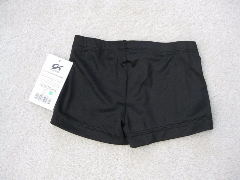 Shorts barra collant de ginástica preto GK Elite Stars novo com etiquetas nylon elastano criança adulto - Imagem 2 de 4