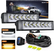 Nilight LED Light Pods with Amber DRL 6.5 Inch Spot Flood Combo Lights w/ Wiring