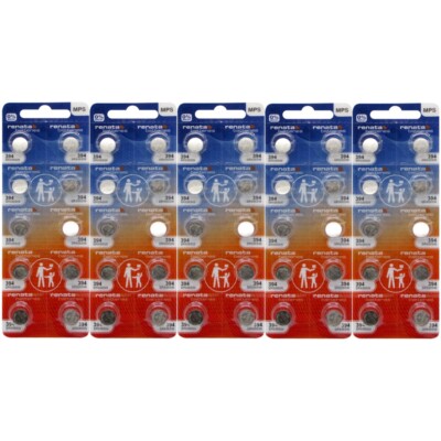 50 Renata 394 SR936SW Siver Oxide 0% MERCURY Batteries