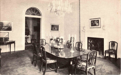 Postcard Arlington National Cemetery Lee Mansion State Dining Room linen b & w