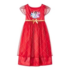 Disney Princess Christmas Toddler Girl's Plaid Tulle Holiday Character Nightgown