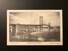 Antique "AMBASSADOR BRIDGE." Postcard Made in USA