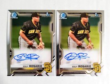 (2) Eguy Rosario 2021 1st Bowman Chrome AUTO Prospect AUTOGRAPH Lot Padres z30