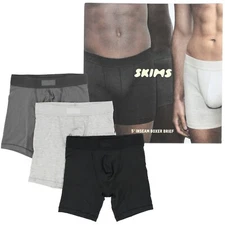 Skims Men's Boxer Briefs, 3-Pack, Modal Cotton Comfort Waistband 5" Inseam, 3 pk