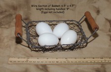 Small Primitive Rectangle Wire Basket with Wood Handles -- Farmhouse / Country