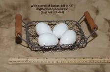 Small Primitive Rectangle Wire Basket with Wood Handles -- Farmhouse / Country