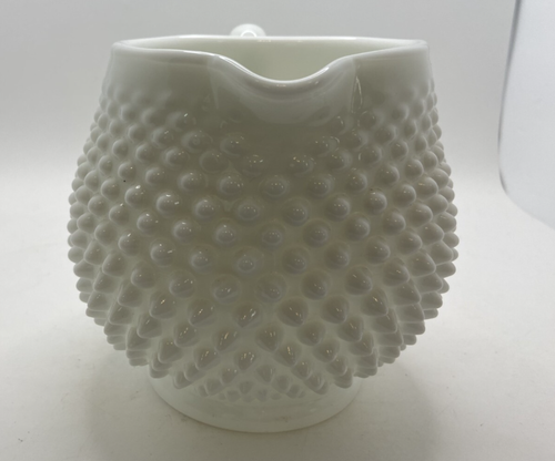 Vintage Fenton Hobnail weiß Milchglas Kniebeuge Krug Saftkrug 5,5" T 1950er - Bild 3 von 9