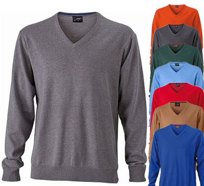 James & Nicholson Herren V-Neck Sweatshirt Pullover Pulli Jacke Shirt Gr. S-3XL