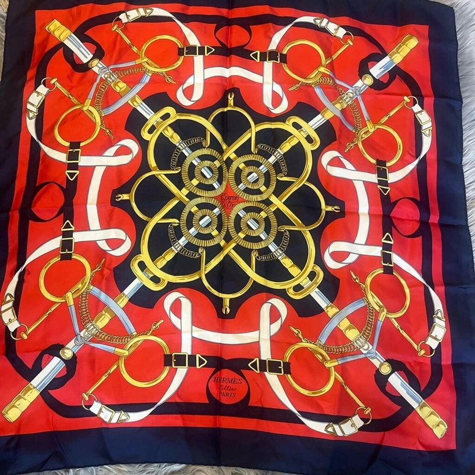 Hermes Paris Eperon D'or by Henri d' Origny Silk Scarf 35X35 - Image 3 of 4