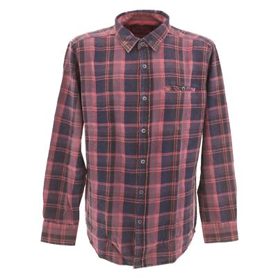 MONTE CARLO Herren langarm Karohemd Casual Fit bordeaux rot