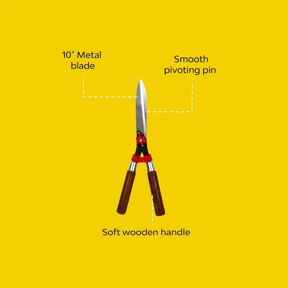 Hedge Shears for Gardening - 1 Pc (Metal) Hedge Pruner Shear Cutter with Wooden - Image 4 of 4