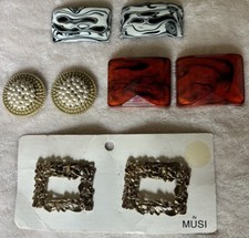 Lot of 4 Pairs of Vintage Shoe Clips - MUSI - Lucite, Faux Pearl, Filigree