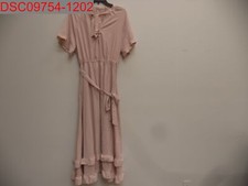 NWT - Women's Beige Cinched Waist Button Up Wrap Dress, Size XL, 1331051