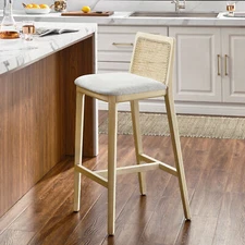 Monarch Bar Stool in Antique White Natural Heathered Weave Ivory