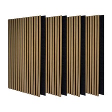 Panel Acustico Pared 3D Listones Madera Natural  - 120x60cms - Pack 4 unidades
