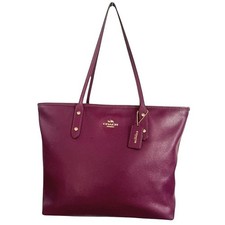 COACH CITY ZIP TOTE CROSSGRAIN LEATHER FUCHSIA PRE-OWNED VERY GOOD CONDITION
